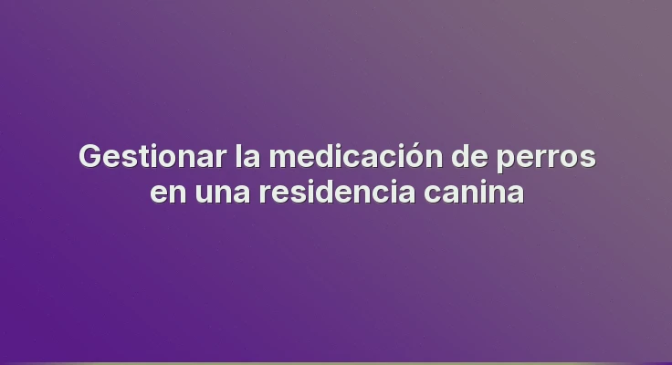Gestionar la medicación de perros en una residencia canina